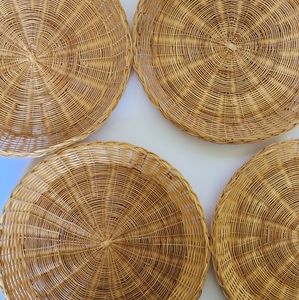 (4) vintage wicker charger basket